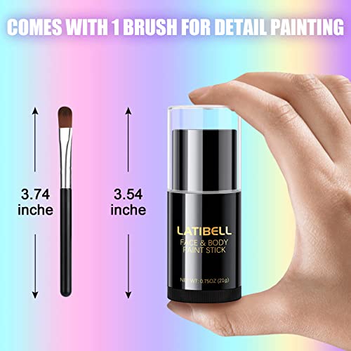 Latibell Uv Black Light Reactive Glow Face Body Paint Stick (0.75 Oz), Professional Neon Face Paint Makeup Foundation, White Face Paint For Halloween Sfx Cosplay Costume, Cream Type Blendable #TOP5