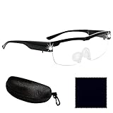【Lupa para Usuarios de Anteojos】Las Gafas Lupa con luz LED se pueden usar como anteojos regulares o sobre anteojos regulares para satisfacer las necesidades de los usuarios de anteojos y ayudarlo a ver más grande y más claro.