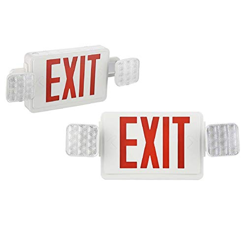 SPECTSUN 2 Pack LED Sign Emergency Light, Red Exit Sign Light with Battery Backup, Exit Light with Emergency Light/Photoluminescent Exit Sign/Emergency Exit Light Led/Lighted Exit Sign