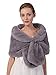 Octwine Fashion Wedding Bridal Faux Fur Shawls Wraps Bride Bridesmaids Fur Stoles Winter Cover Up Fur Scarfs Grey Shawls for Women and Girls