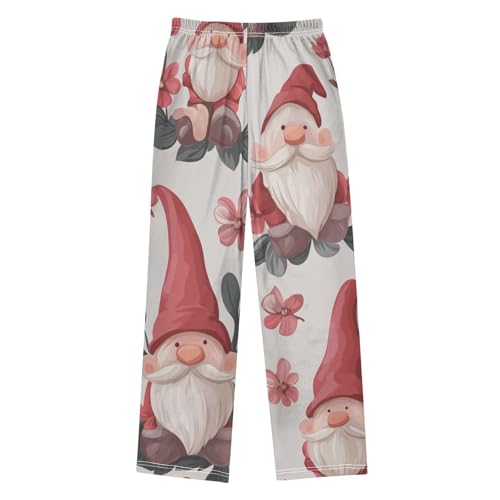 Gnome and Floral Boys Long Pants Soft Trousers Elastic Waist Kids Lounge Bottoms with Pockets S-XL2