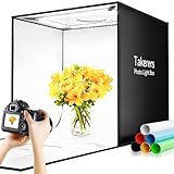 Photo Light Box Photography, Takerers Bi-Color Dimmable 24 x 24 inch Background Studio Shooting Tent Kit, 6 Color Backdrops, Foldable Picture Lightbox with 240 LED, 3000-5600K Lighting Booth