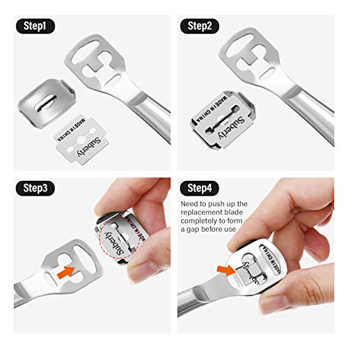 24 Pieces Callus Shaver Set, 20 Replacement Slices Blades 2 Callus Shavers And 2 Foot File Head Foot Care Tools Steel Handle Hard Skin Remover For Hand Feet (Grooved Handle) #TOP3