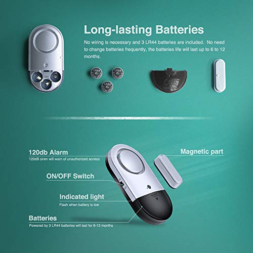 120 Db Loud Door And Window Open Alarm Sensor 3 Pack For Kids, Dementia Patients Safety, Wireless Security Alarms Keep Your Home, Pool, Cabinet, Business Safe #TOP2