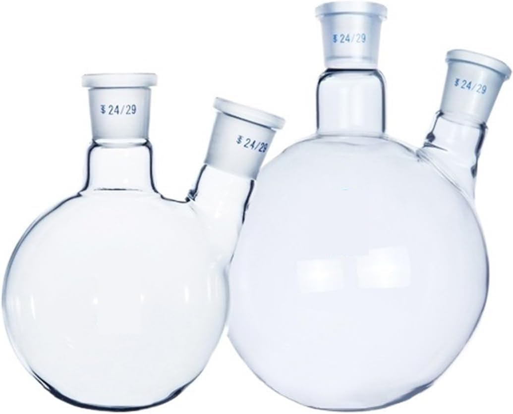 Matraz Erlenmeyer Graduado de Borosilicato, Reactor de matraz de vidrio oblicuo de dos bocas Matraz esférico de vidrio de borosilicato grueso resistente a altas temperaturas Suministros de laboratorio