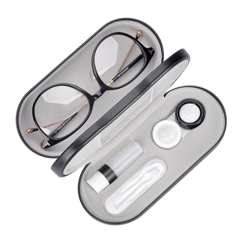 Muf 2 in 1 Contact Lens Case and Glasses Case Travel Kit with Mirror