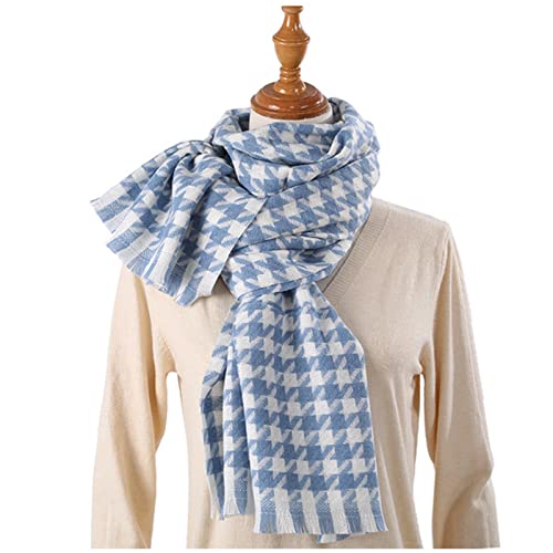 Cold Weather Scarves Winter Scarf For Womens Classic Tassel Plaid Scarf Warm Soft Chunky Large (Light Blue, One Size) #TOP1