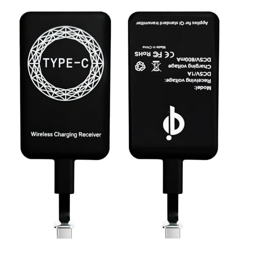 Adaptateur de Charge Qi sans Fil 5V 1A Type C, Récepteur Universel de Chargement Rapide par Induction USB-C Compatible avec Téléphones Android Samsung, Huawei, Xiaomi, Google Pixel et Modèles Similair