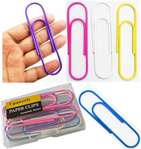 10 Pcs Jumbo Paper Clips 4 Inch – Extra Large Colored Coated Metal Paperclips, Strong Grip for Office School Home, Assorted Pastel Colors with Clear PP Box image 4