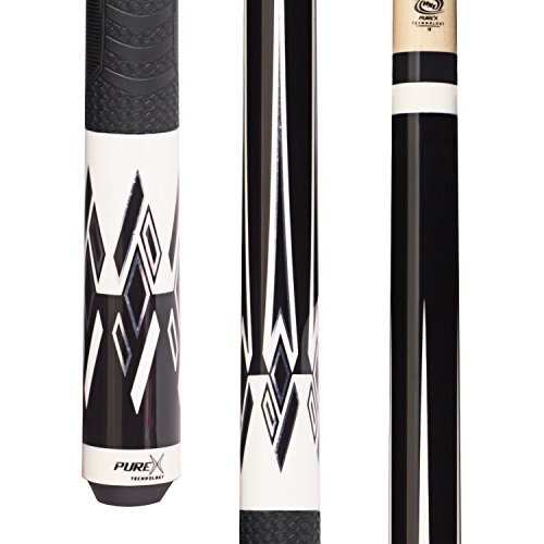 Purex HXT64 Midnight Black/White Divided Diamonds Technology Pool Cue with Mz Multi-Zone Grip