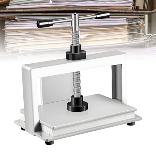 DNEPEI Prensa de Papel Manual, Prensa de Papel Plano A3/A4, presión de 1500 kg, para encuadernación, Notas, facturas y aplanamiento de Acero, deflectores de 3 Lados para un aplanamiento fácil A3