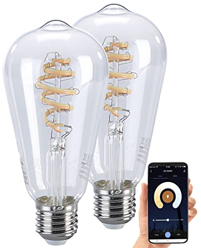 Luminea Home Control LED Birnen E27: 2er-Set LED-Filament-Lampen E27, CCT, 4,5 W (ersetzt 35 W), für ZigBee (WLAN-Filament-Lampe weiß, WLAN-Birnen, Farbe)