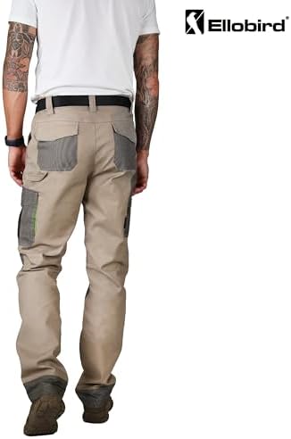 Ellobird Men's Construction Work Pants for Men Double Knee Reinforcement Flex Stretch Elastic Waistband Tactical Cargo Pant - 1