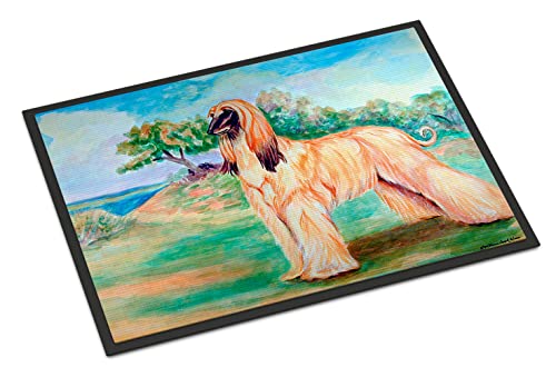 Caroline's Treasures 7138JMAT Afghan Hound Doormat 24x36 Front Door Mat Indoor Outdoor Rugs for Entryway, Non Slip Washable Low Pile, 24H X 36W