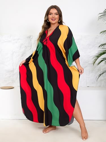 Image of Kaftan Dress for Women - Plus Size Caftan Maxi Beach Dress Moo Moos Loungewear, Swimsuit Cover Up for Beach, Pool or Vacation