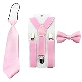 Kids Toddler Baby Boys Suspenders Bow Tie Necktie Set Child Bowtie Braces (Pink)