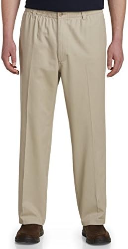 Harbor Bay by DXL Big and Tall Elastic-Waist Pants, Khaki, 3XR 28