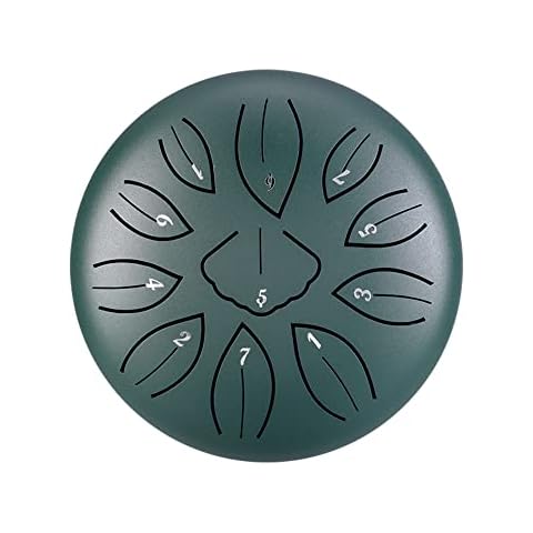 Niome 6" 11 Tone Steel Drums, 6 Inch Steel Tongue Drum Musical Instruments Hand Drums with Mallets and Storage Drum Bag Music Book Mallet Bracket for Adults Beginner,zen,Meditation (Green) Cover