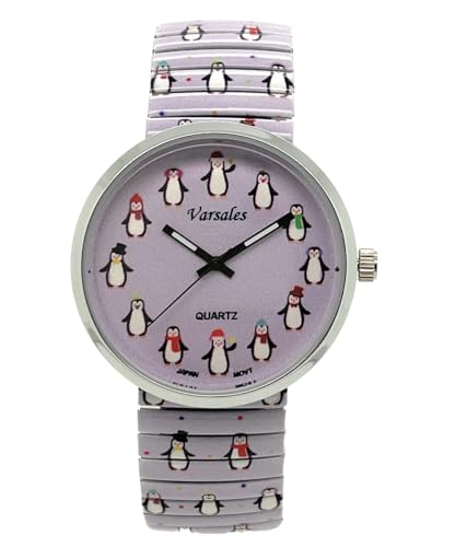 Montre femme motif plage et animaux marins Varsales, le cadeau idéal avec motif pingouin
