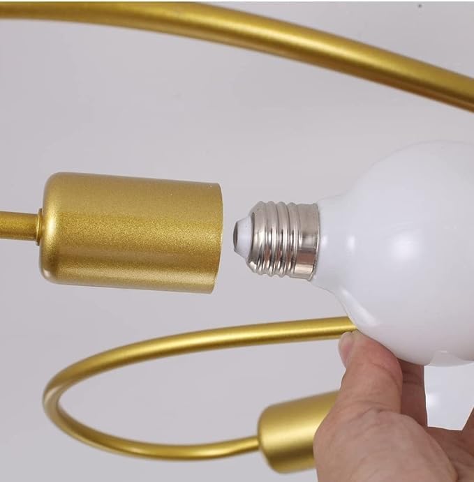 Image of 6 Bulb Ceiling Hanging Lamps, Hanging Lights, Chandelier Jhoomar for Restaurants, Bedroom, Living Room, Kitchen, (Bulb Not Included) (Yellow Golden) (Gold.)