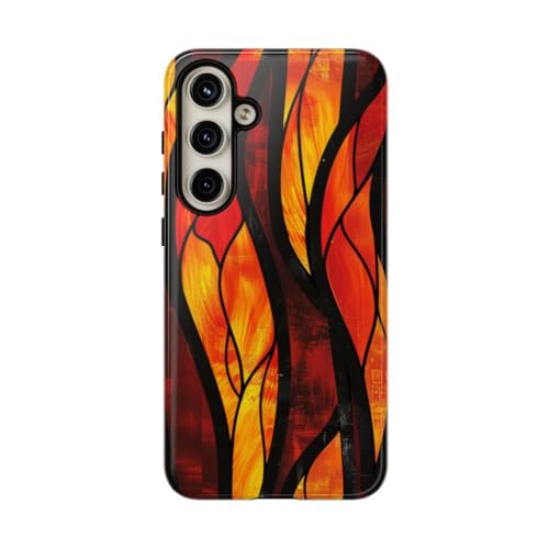 Coque Samsung S24 Plus rigide brillante pour éviter rayures motif flammes
