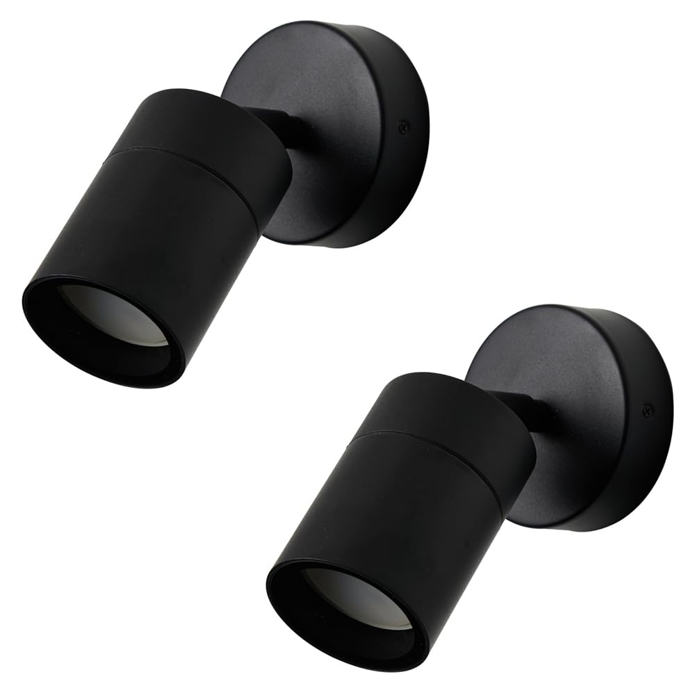 Litecraft Black Kenn Outdoor Wall Ceiling Adjustable Spotlight - (, Pack Of 2)