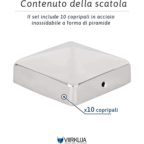 Viirkuja 10 Paletti Per Recinzione 7x7 Cm - Copertura Palo in Metallo, Forma Piramidale - Pali Per Recinzioni Zincati Pali Per Recinzioni In Ferro - Tappi Per Pali Di Legno Per Recinti Con Viti