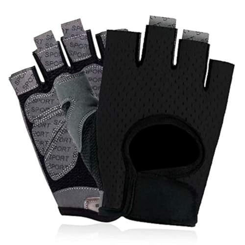 QNLALZM Workout Gloves, Breathable, Non-Slip, Silica Gel Grip, Exercise Gloves, Men and Women for Weightlifting,Yoga, Dumbbell, Bodybuilding, Sport, Black