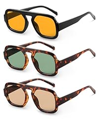 (3 Pack) Black/Yellow+tortoise/Light Brown+tortoise/Green