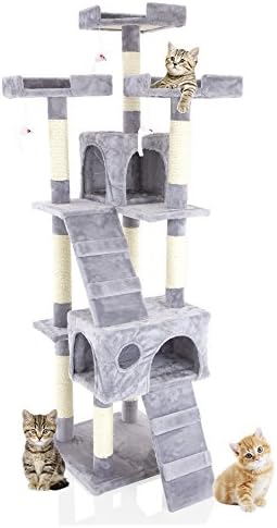 COZY PET Cat Tree Multi Level Scratcher Activity Centre Scratching Post Toys with Heavy Duty Sisal Cat Trees in Beige CT02.
