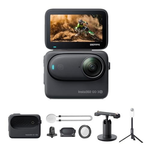 Image of Insta360 GO 3S (Black) 128GB Tiny Mighty 4K Action Vlogging Camera, Portable, Mount Anywhere, Waterproof, Stabilization, Hands-Free POV, + Action Pod and Wearable Accessories + Invisible Selfie Stick