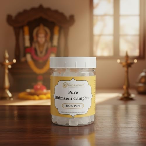 Image of Original Bhimseni Camphor Kapoor Container - 250 gm | Purifying & Pleasant Fragrance for Pooja, Hawan, Air Freshener | Organic Camphor | Diwali Lights (Pack of 1)