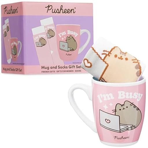 Get Trend Pusheen Taza Ceramica & Calcetines Mujer Chica, EU 35-41, Taza Cafe Te 315ml Calcetines Divertidos, Set Regalo para Adultos Adolescentes (Rosa Pusheen) | Ya disponible en tu tienda friki favorita! En mundofriki.es!