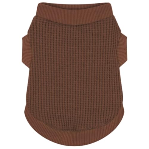 Image of Cozy and Functional Dog Shirts for Small Puppies: Stretchable Brown Attire with Easy-On Design, Ideal for Chihuahuas and Yorkies - Enhance Comfort and Playfulness on Chill Days Medium