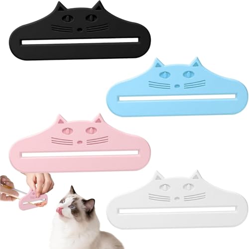 SWYZOR Spremitore per Bustine Cibo Gatti, 4 Pcs Distributore di Snack Spremitore, per Snack per Animali Domestici, per Casa, Viaggi, Campeggio, Rifugi per Animali