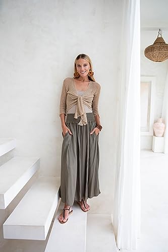 SHU-SHI Womens Palazzo Flowy Summer Pants Wide Leg Lounge Trousers Elastic Waist Side Pockets3