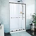 DreamLine Harmony 44-48 in. W x 76 in. H Semi-Frameless Bypass Shower Door in Matte Black and Clear Glass
