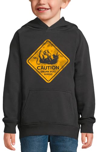 Sweat à capuche taureau ivre pour enfant en coton doux au style humour