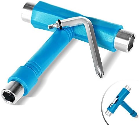JBM Skate Tool All in One (4 Colors) Multi Function Skateboard T Tool Accessory with T Type Allen Key and L Type Phillips Head Wrench Screwdriver