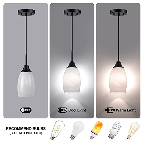 Image of Viinew Mini Glass Pendant Light,3-Pack White Oval Glass Hanging Light