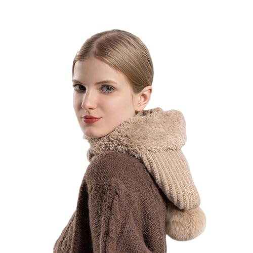 Pruojhw Vinterhalsduk med huva | dragband öronskydd | vintermössa med halsduk, för resor, äventyr, pendling, skridskoåkning, vandring, skidåkning, skateboard, jul, födelsedag, kaki