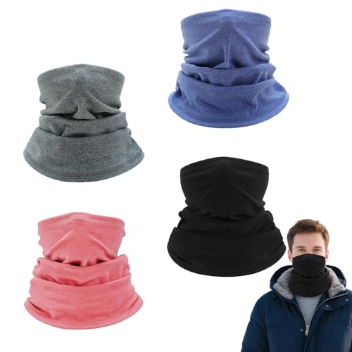Winter Loop Schal 4 Stück – Fleece Schlauchschal für Herren & Damen, Atmungsaktives Winddichtes Halstuch Skifahren, Multifunktionaler Schlauchschal Fleece für Outdoor,...