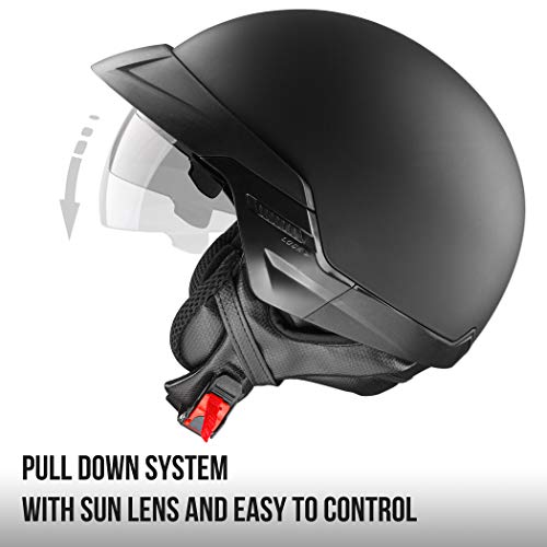 Cartman Motorcycle Open Face Helmet With Sun Visor Quick Release Buckle, Dot Approved, X-Large #TOP1