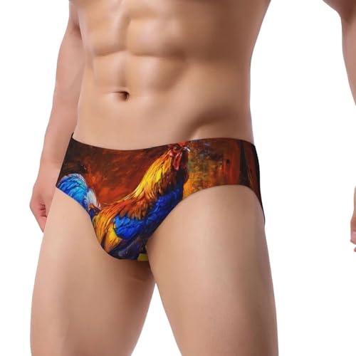 Colorful Rooster Men's Underwear Briefs Coverd Waistband Silky Touch Underwear2