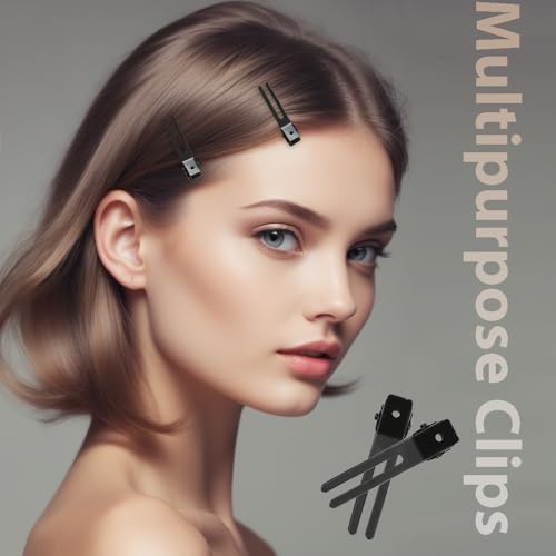 Pinzas de peluquería metálicas de doble prong negro 26 pzas miniatura 6