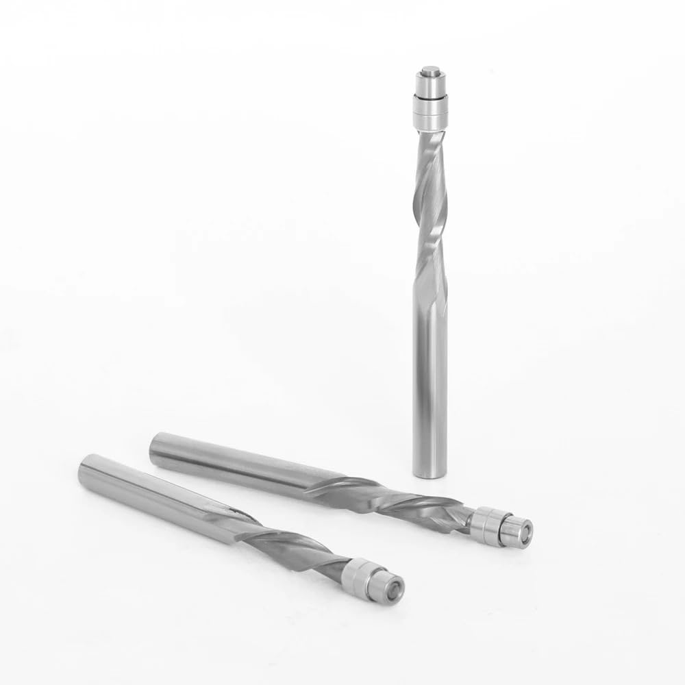 3 uds 6mm 6,35mm vástago rodamiento de carburo sólido guiado dos flautas fresadoras de carpintería(6.35mm Shank 3Pcs)