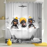 Newsely Cortina de ducha divertida de perros de 60 pulgadas de