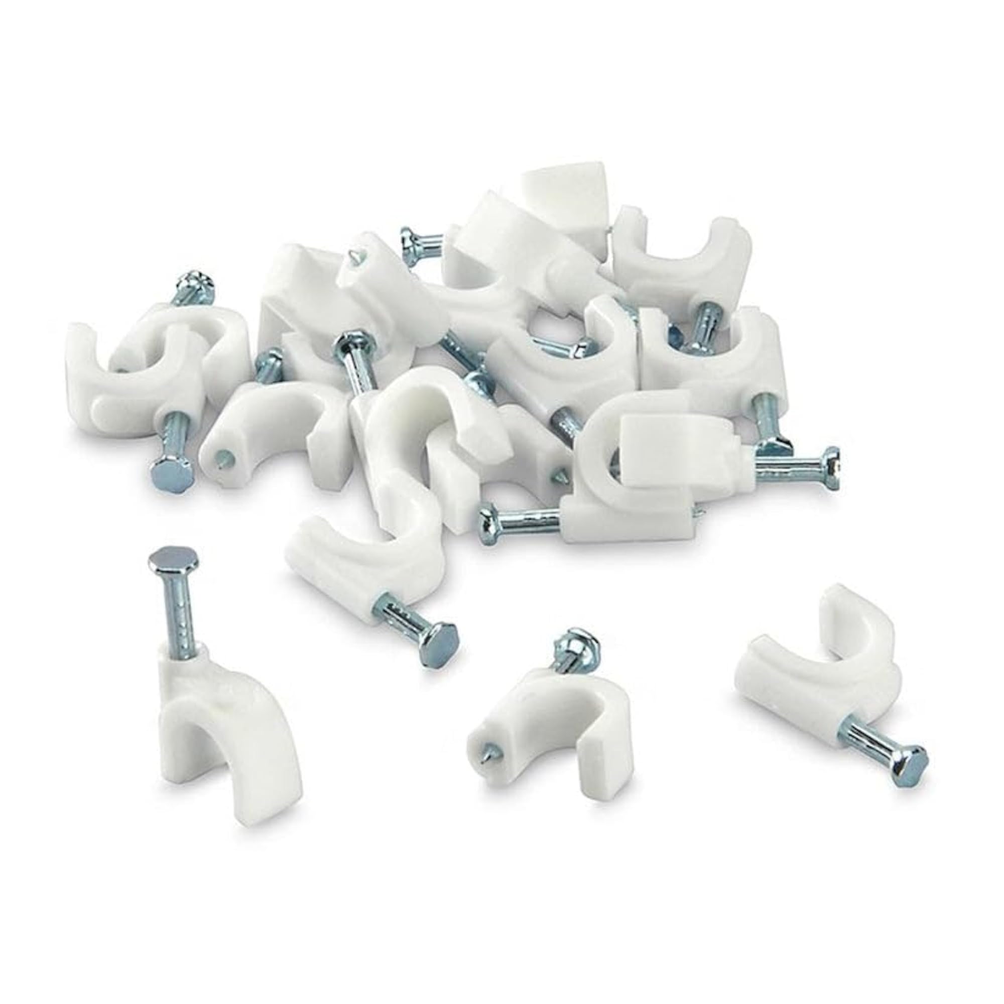 100 Pcs 6mm Cable Clips with Nails for Wall Mounting