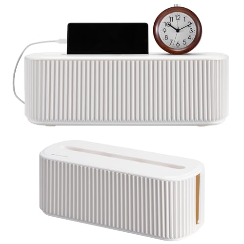 Navaris Scatole Porta Cavi - 2x Portacavi - Scatola Nascondi Cavi Grande e Piccola - Copri Prese Ciabatta Elettrica - Gestione e Raccogli Fili Elettrici - Contenitore Organizer Coprifili