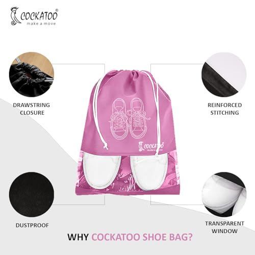 Image of Cockatoo Shoe Bag for Travel & Storage, Women & Men, Travelling Shoe Storage Bag, Shoe Storage Organizer Bag - Pack of 6 Shoe Pouch(13 x 17.32 Inch)